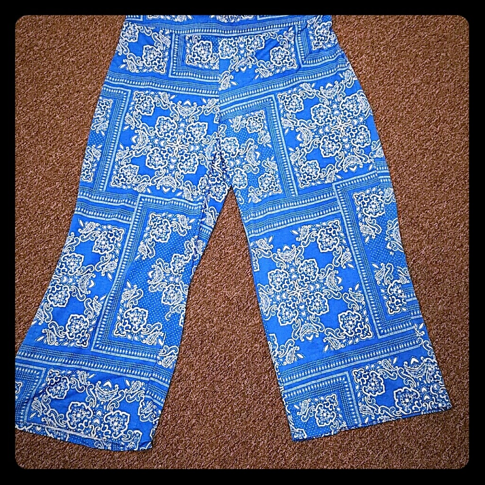 Bright blue and white Palazzo pants 3x